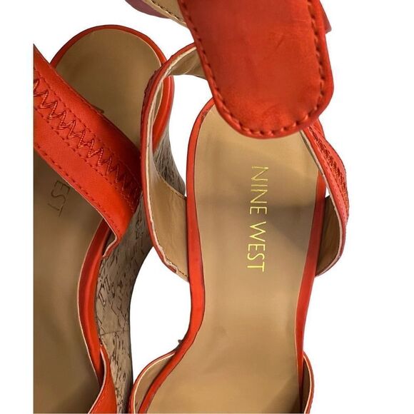 Nine West orange braveit platform wedge sandals size 6.5 - Picture 5 of 15